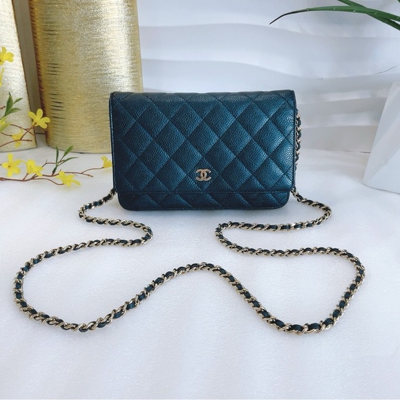 Classic Quilted Iridescent Wallet On Chain - Picture 3 of 16